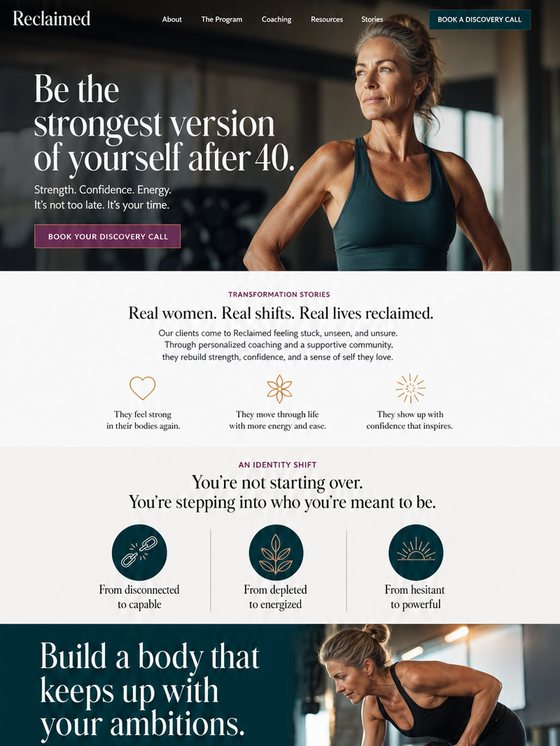 The Transformationist style, shown on a demo trainer site
